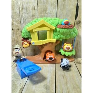 Blue Box Toys Jungle Tree With Seesaw Lion Tiger Monkey Zebra Bird Man 7pc Set